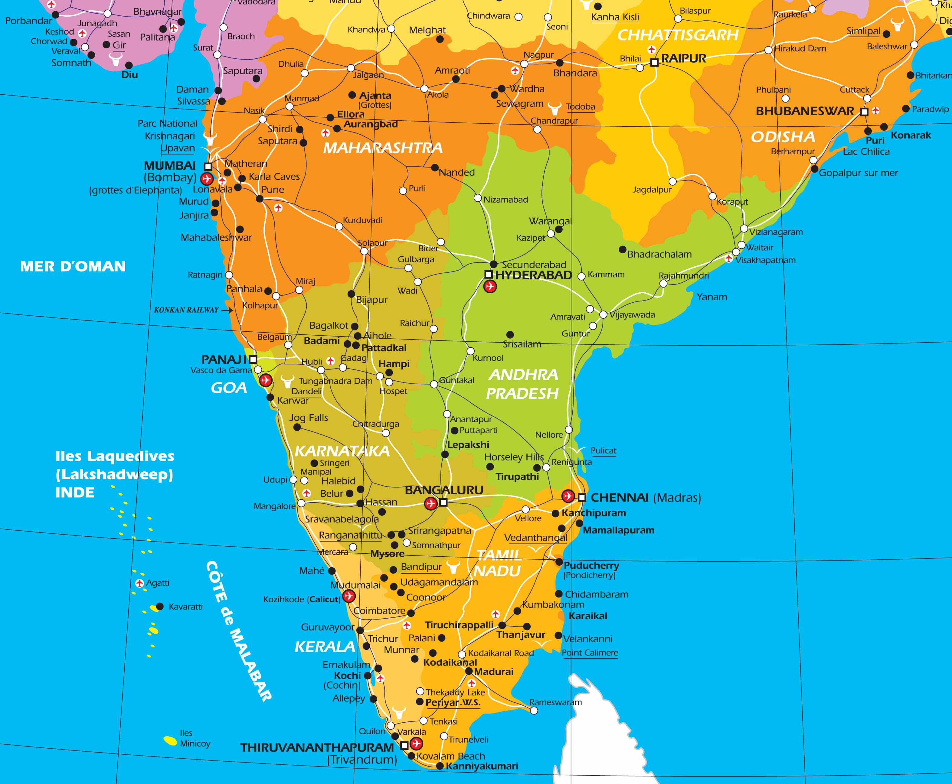 Carte Inde Sud